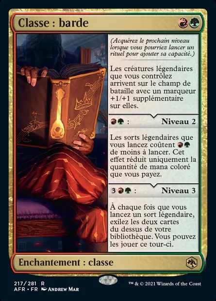 Classe : barde, carte Magic AFR 217 — extension Forgotten Realms: Aventures dans les Royaumes Oubliés