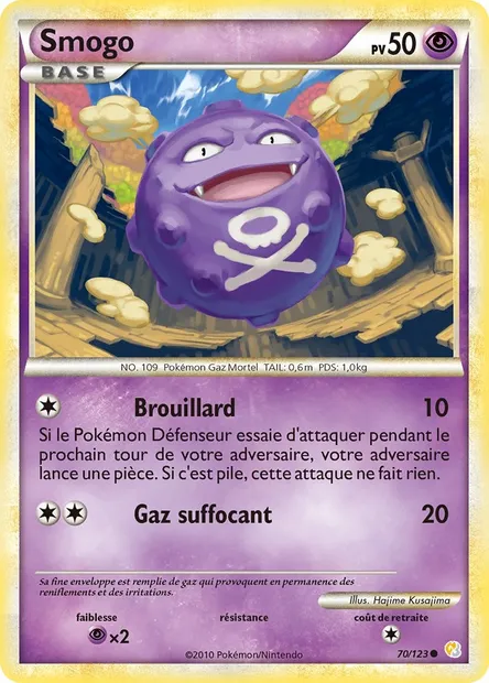 Smogo, carte Pokémon HS 70 — extension HeartGold SoulSilver