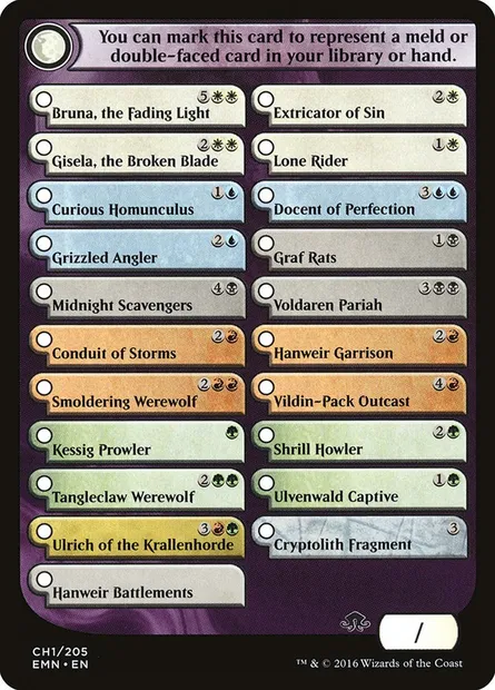 Eldritch Moon Checklist, Magic card TEMN CH1 — Eldritch Moon Tokens set