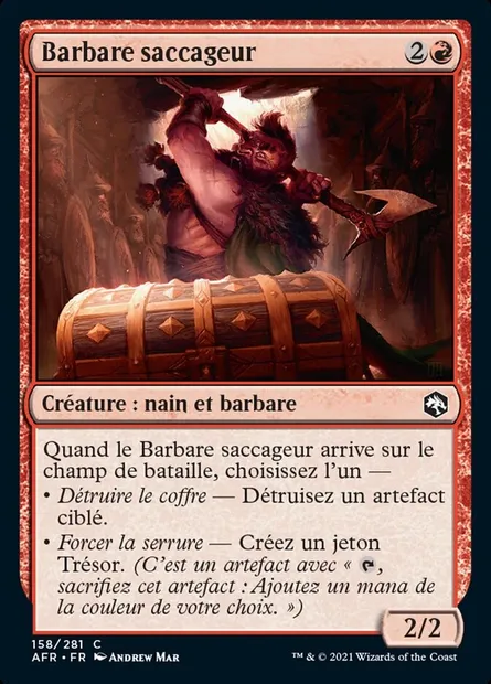 Barbare saccageur, carte Magic AFR 158 — extension Forgotten Realms: Aventures dans les Royaumes Oubliés