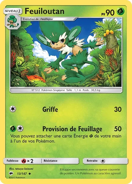 Feuiloutan, carte Pokémon BUS 13 — extension Ombres Ardentes