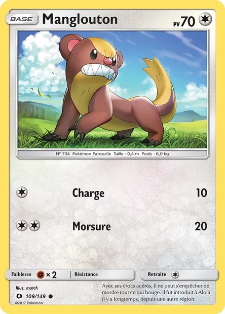 Manglouton, carte Pokémon SUM 109 — extension Soleil et Lune