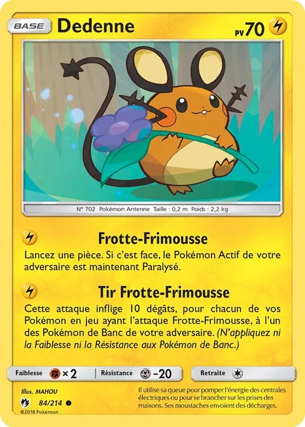 Dedenne, carte Pokémon LOT 84 — extension Tonnerre Perdu