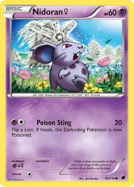 Nidoran♀, Pokémon card PLF 40 — Plasma Freeze set