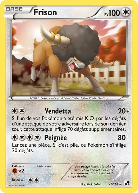 Frison, carte Pokémon BLW 91 — extension Noir & Blanc