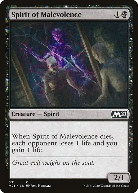 Spirit of Malevolence, Magic card M21 331 — Core Set 2021 set