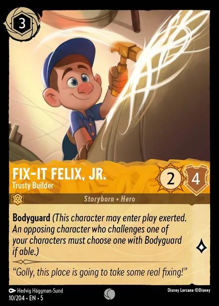 Fix-It Felix, Jr. - Trusty Builder, Disney Lorcana card CH5-010 — Shimmering Skies set