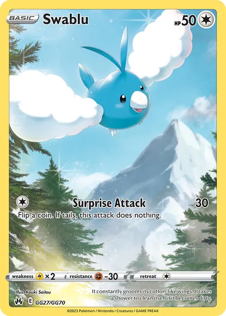 Swablu, Pokémon card CRZ GG27 — Crown Zenith set