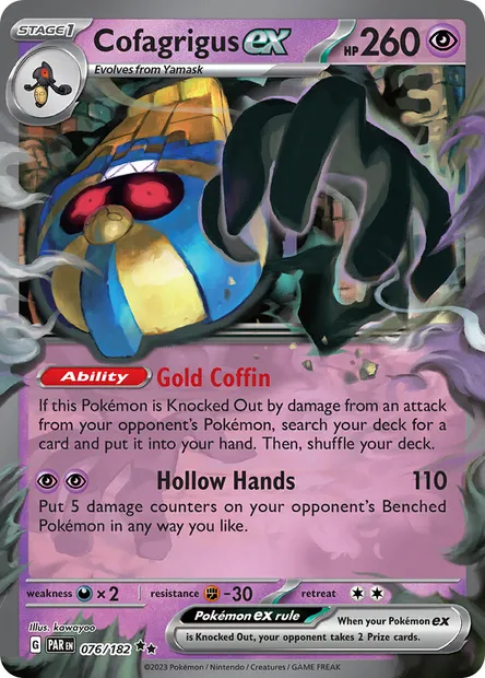 Cofagrigus ex, Pokémon card PAR 076 — Paradox Rift set