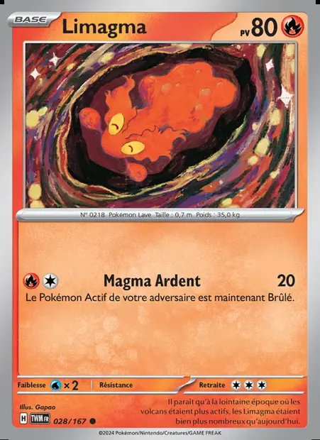 Limagma, carte Pokémon TWM 028 — extension Mascarade Crépusculaire
