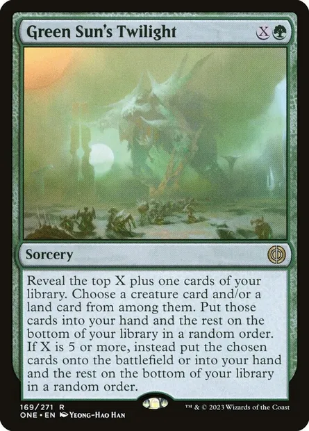 Green Sun's Twilight, Magic card ONE 169 — Phyrexia: All Will Be One set