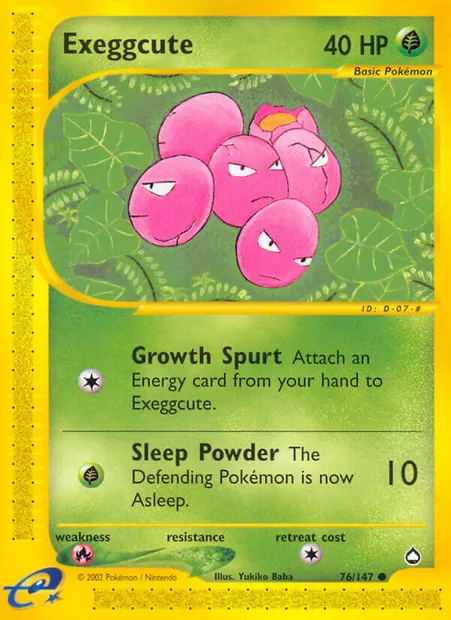 Exeggcute, Pokémon card AQ 76 — Aquapolis set