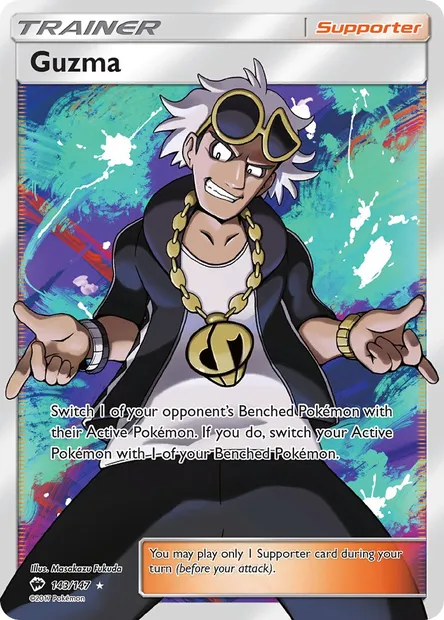 Guzma, Pokémon card BUS 143 — Burning Shadows set