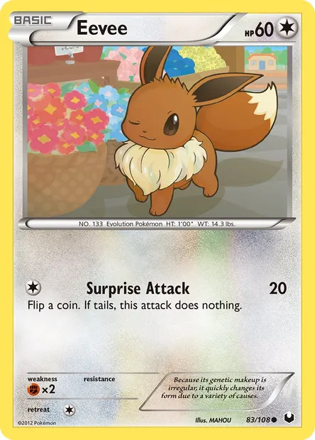 Eevee, Pokémon card DEX 83 — Dark Explorers set