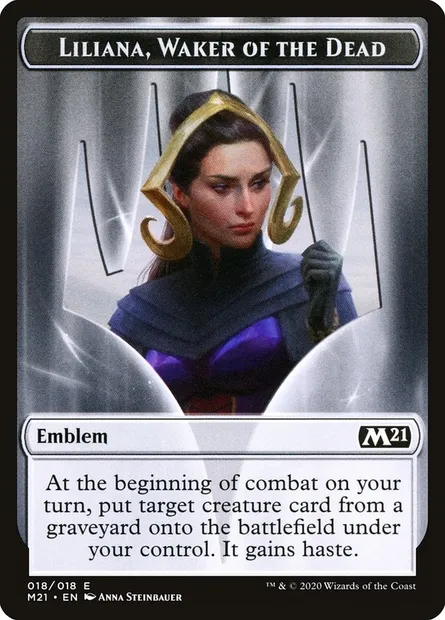 Liliana, Waker of the Dead Emblem, carte Magic TM21 18 — extension Core Set 2021 Tokens