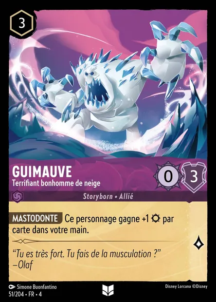 Guimauve - Terrifiant bonhomme de neige, carte Disney Lorcana CH4-051 — extension Le Retour d'Ursula