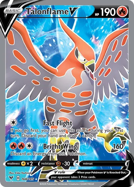 Talonflame V, Pokémon card VIV 168 — Vivid Voltage set