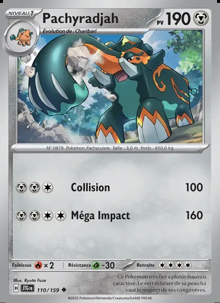 Pachyradjah, carte Pokémon JTG 110 — extension Aventures Ensemble