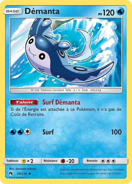 Démanta, carte Pokémon LOT 58 — extension Tonnerre Perdu