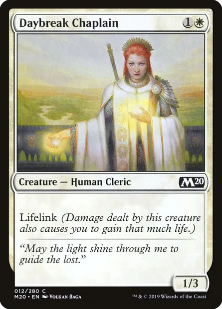Daybreak Chaplain, Magic card M20 12 — Core Set 2020 set