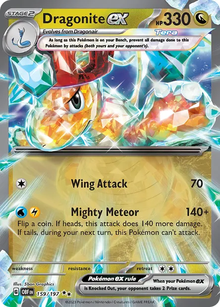 Dragonite ex, Pokémon card OBF 159 — Obsidian Flames set
