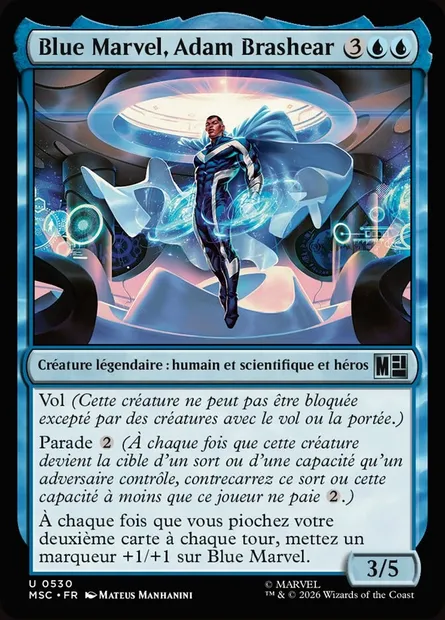 Blue Marvel, Adam Brashear, carte Magic MSC 530 — extension Marvel Super Heroes Commander