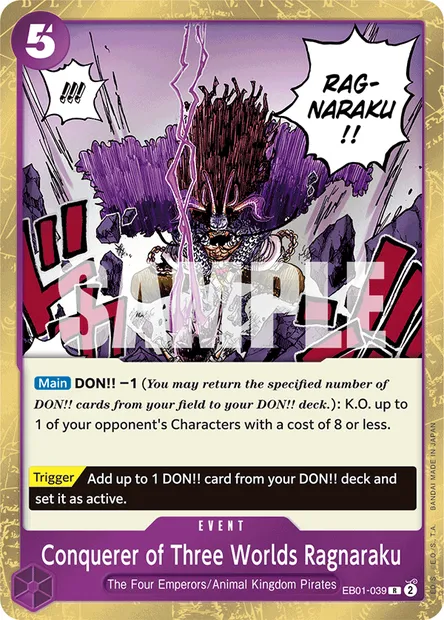 Conquerer of Three Worlds Ragnaraku, One Piece card EB01-039 — MEMORIAL COLLECTION set