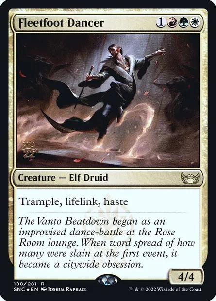 Danseur aux pas lestes, carte Magic PSNC 188s — extension Streets of New Capenna Promos