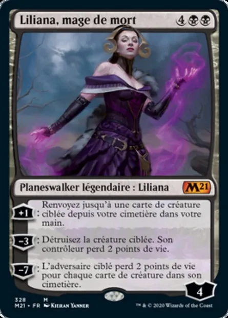 Liliana, mage de mort, carte Magic M21 328 — extension Core Set 2021