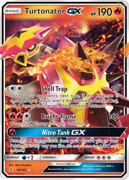 Turtonator GX, Pokémon card GRI 18 — Guardians Rising set