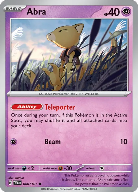 Abra, Pokémon card TWM 080 — Twilight Masquerade set
