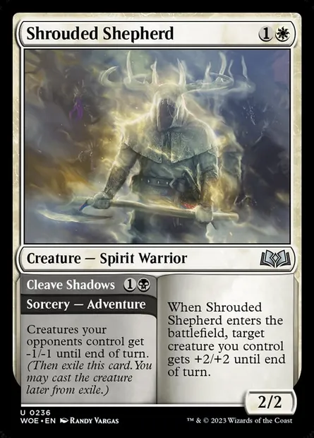 Shrouded Shepherd // Cleave Shadows, Magic card WOE 236 — Wilds of Eldraine set