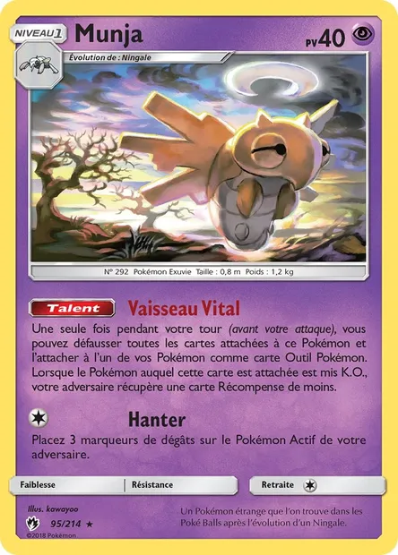 Munja, carte Pokémon LOT 95 — extension Tonnerre Perdu