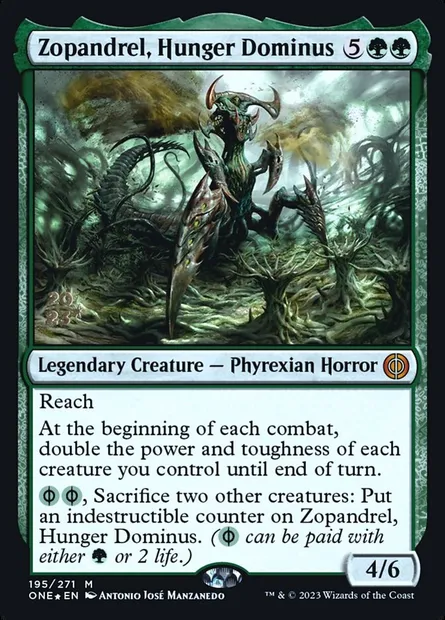 Zopandrel, Dominus de la faim, carte Magic PONE 195s — extension Phyrexia: All Will Be One Promos
