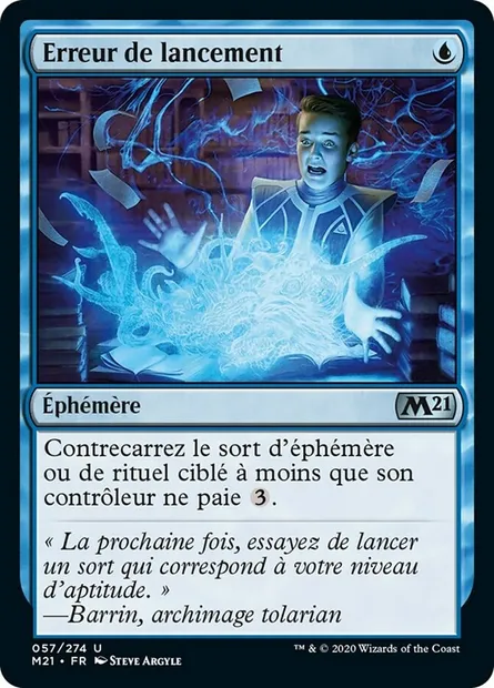 Erreur de lancement, carte Magic M21 57 — extension Core Set 2021