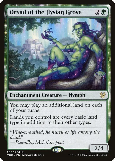 Dryade du bosquet ilyséen, carte Magic PTHB 169p — extension Theros Beyond Death Promos