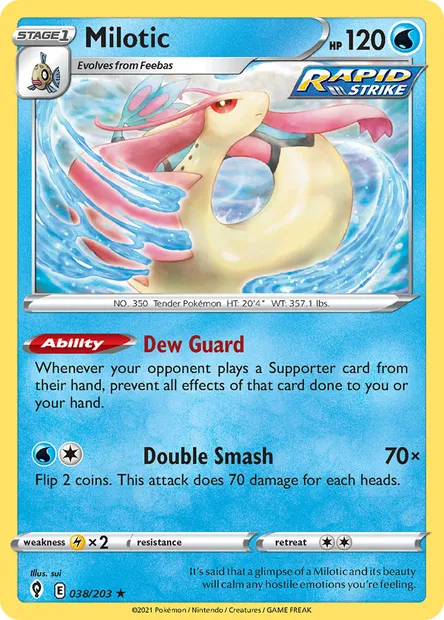 Milotic, Pokémon card EVS 38 — Evolving Skies set