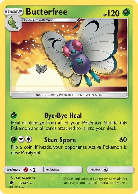 Butterfree, Pokémon card BUS 3 — Burning Shadows set