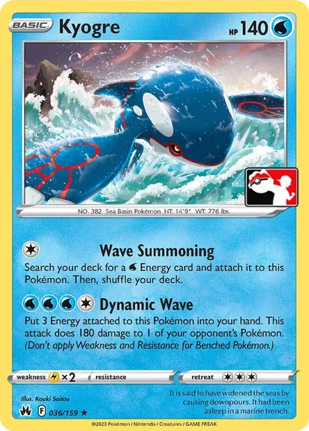 Kyogre, Pokémon card PPS 036-3 — Play! Pokémon Prize Pack Series set