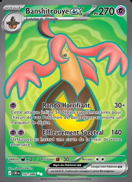Banshitrouye-ex, carte Pokémon CRI 102 — extension Chaos Ascendant