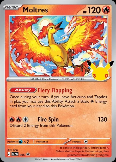 Moltres, Pokémon card MEP 096 — MEP Black Star Promos set