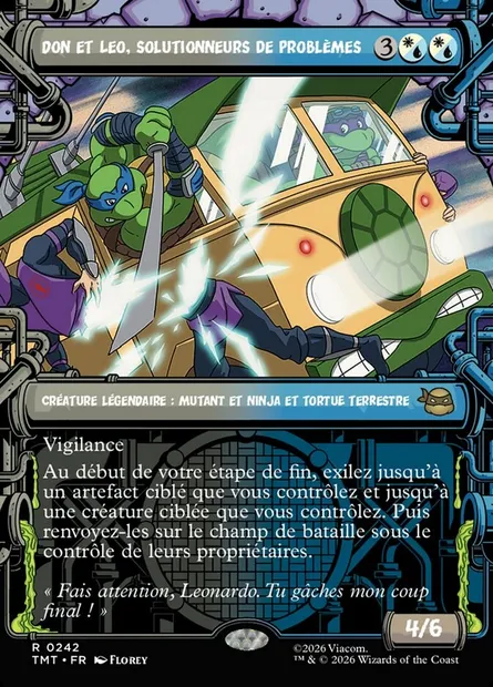 Don et Leo, solutionneurs de problèmes, carte Magic TMT 242 — extension Teenage Mutant Ninja Turtles