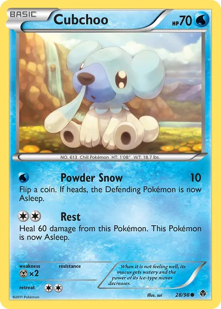 Cubchoo, Pokémon card EPO 28 — Emerging Powers set