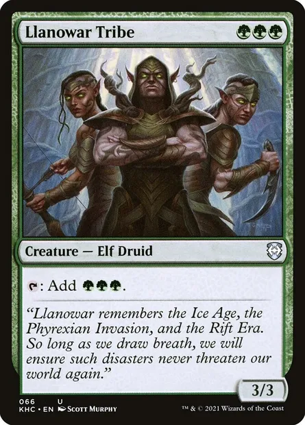 Llanowar Tribe, Magic card KHC 66 — Kaldheim Commander set