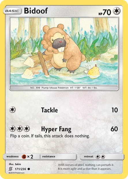 Bidoof, Pokémon card UNM 171 — Unified Minds set