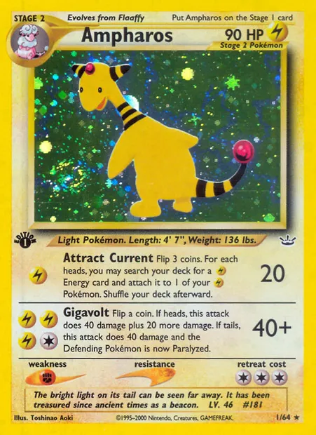 Ampharos, Pokémon card NR 1 — Neo Revelation set