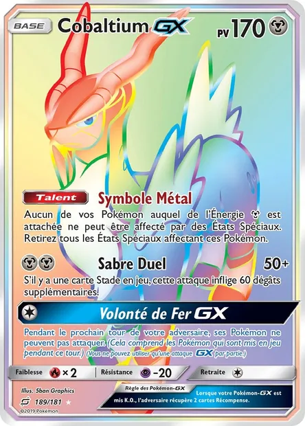 Cobaltium GX, carte Pokémon TEU 189 — extension Duo de Choc