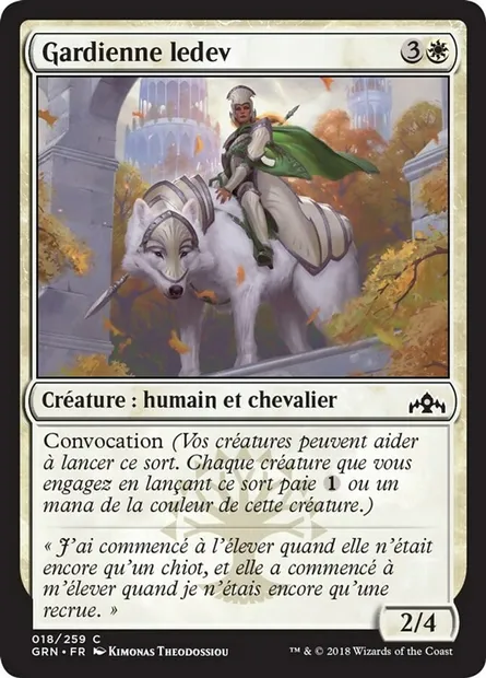 Gardienne ledev, carte Magic GRN 18 — extension Les Guildes de Ravnica