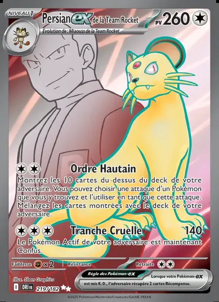 Persian-ex de la Team Rocket, carte Pokémon DRI 219 — extension Rivalités Destinées