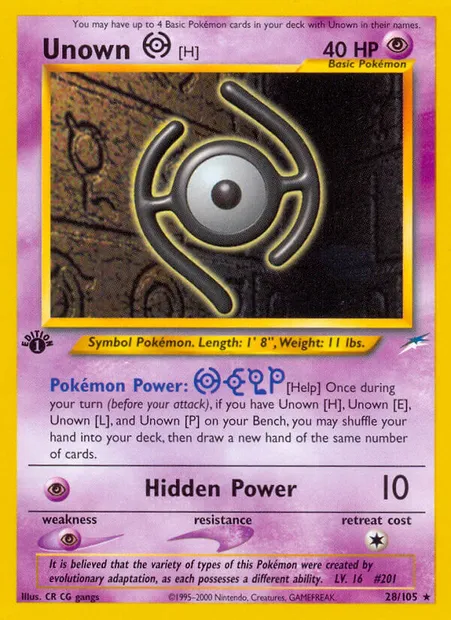 Unown [H], Pokémon card NDE 28 — Neo Destiny set